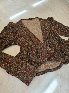 Floral Open Cardigan with Pink Accents